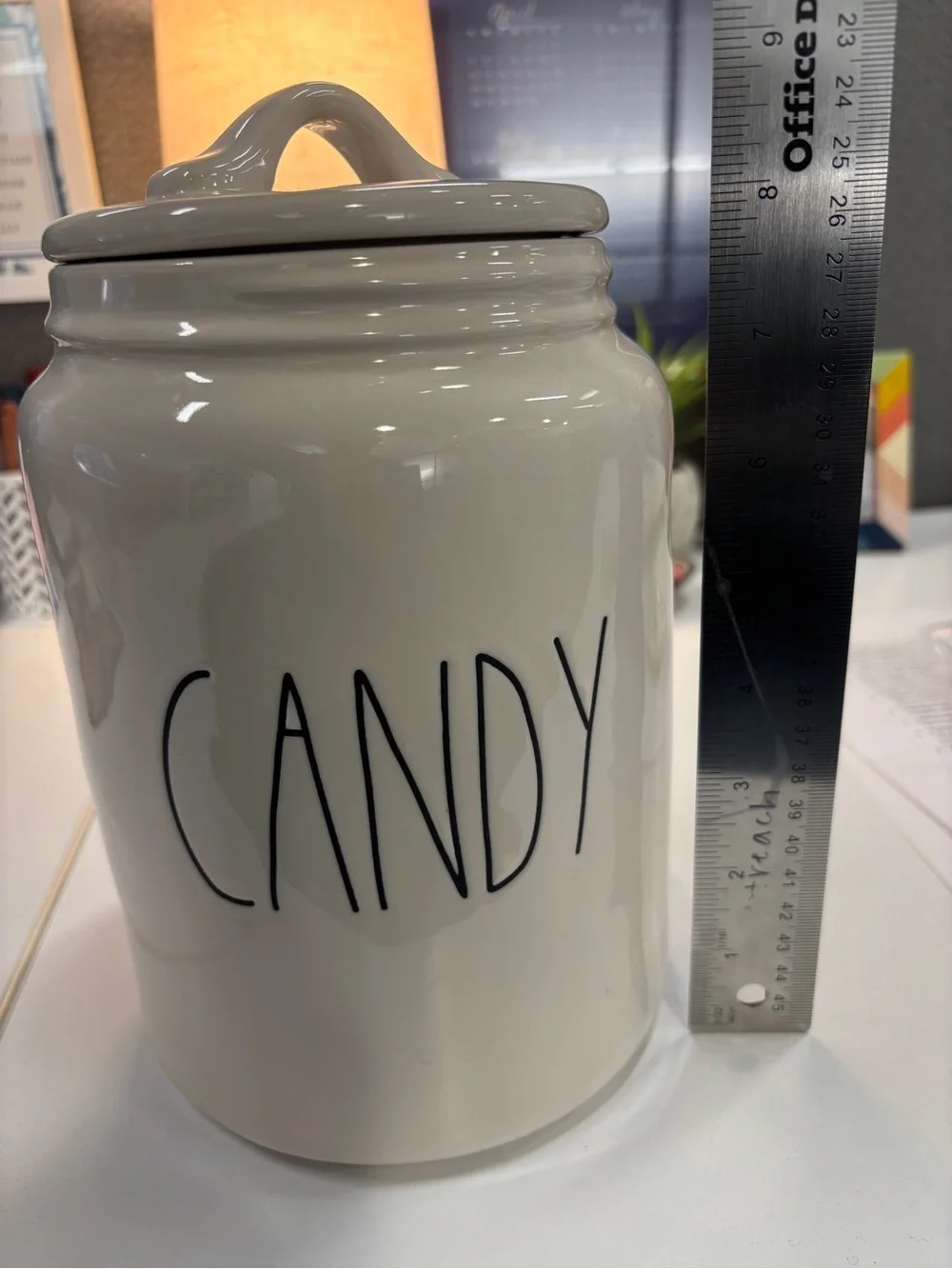 RAE DUNN White Ceramic Candy Jar with Lid